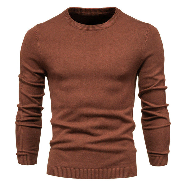 Men's Pullover Solid Color Warm Slim Crew Neck Sweater