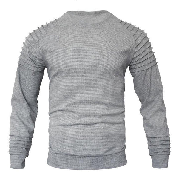 Men's Waffle Patchwork Crew Neck Raglan Sleeves Sweatershirt