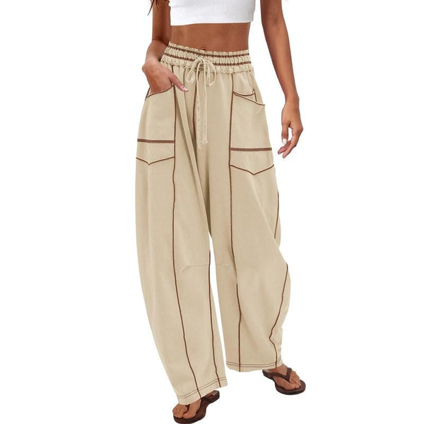 🔥Last Day 69% OFF🔥Women Baggy Barrel Pants Wide Leg Lounge Drawstring Sweatpants with Pockets