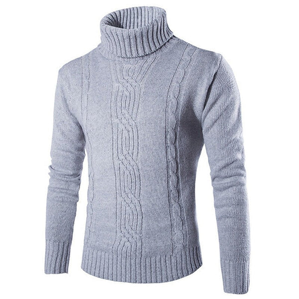 Men's Pullover Turtleneck Cable Basic Knit Sweater